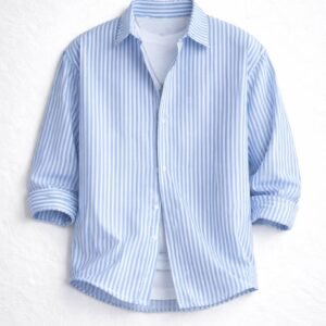 Retro Japanese Style Mens Long Sleeve Striped Button Shirts